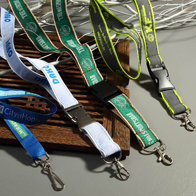 Woven ribbon lanyard